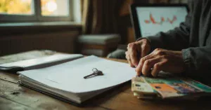 Un senior classe calmement dossier locatif et investissement SCPI